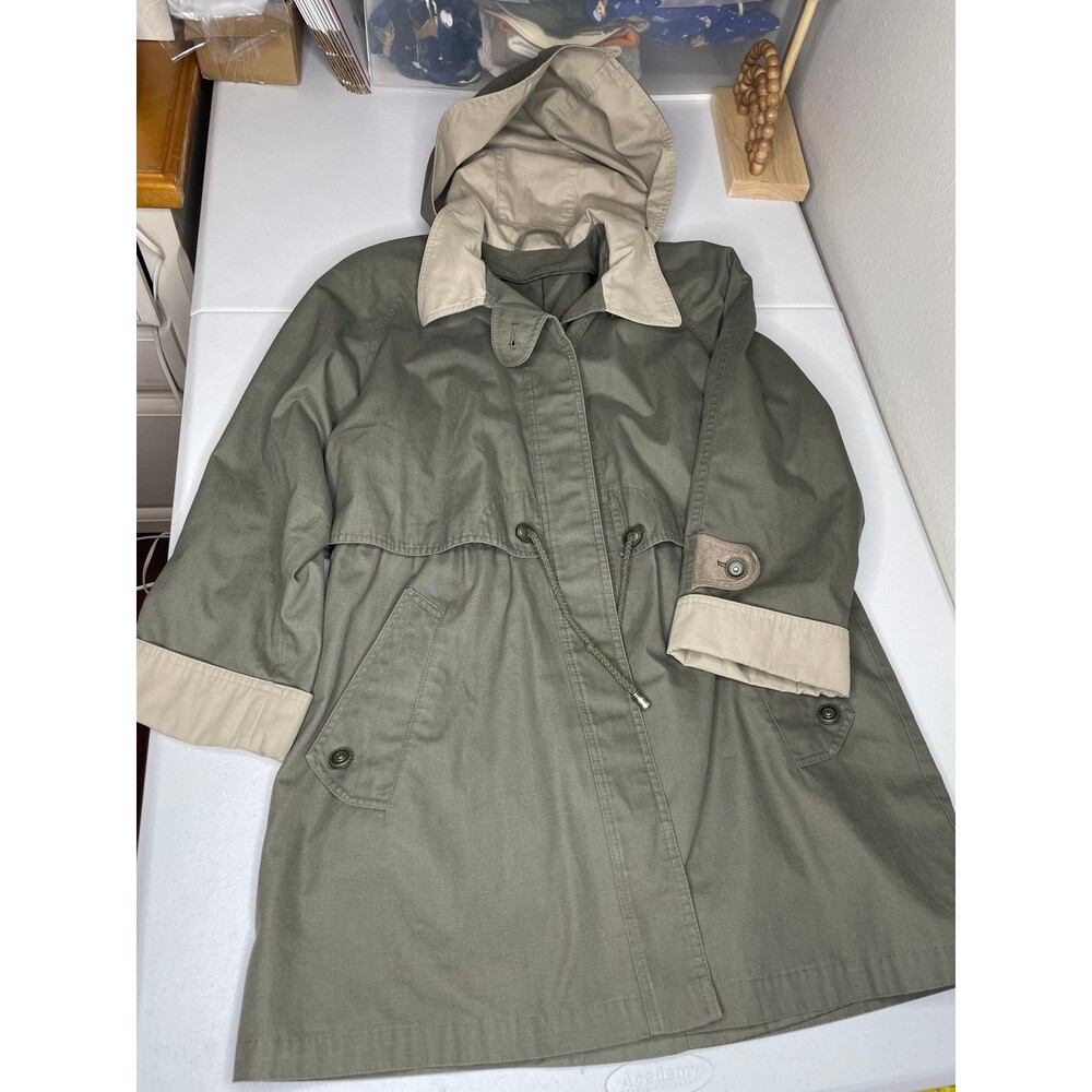 Vintage Olive Green Utility Parka Jacket Hooded Military Core 90s Y2K Academia